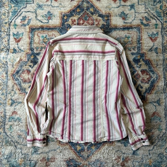 Vintage Pleated Striped Button-up Shirt Small - Picture 2 of 4